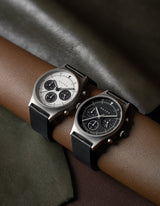 Black Solar chronograph leather strap watches