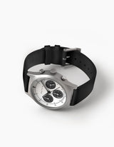 Black Solar chronograph leather strap watches