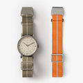 MUS-01 KHAKI P 40MM + ORANGE PARACHUTE STRAP SET