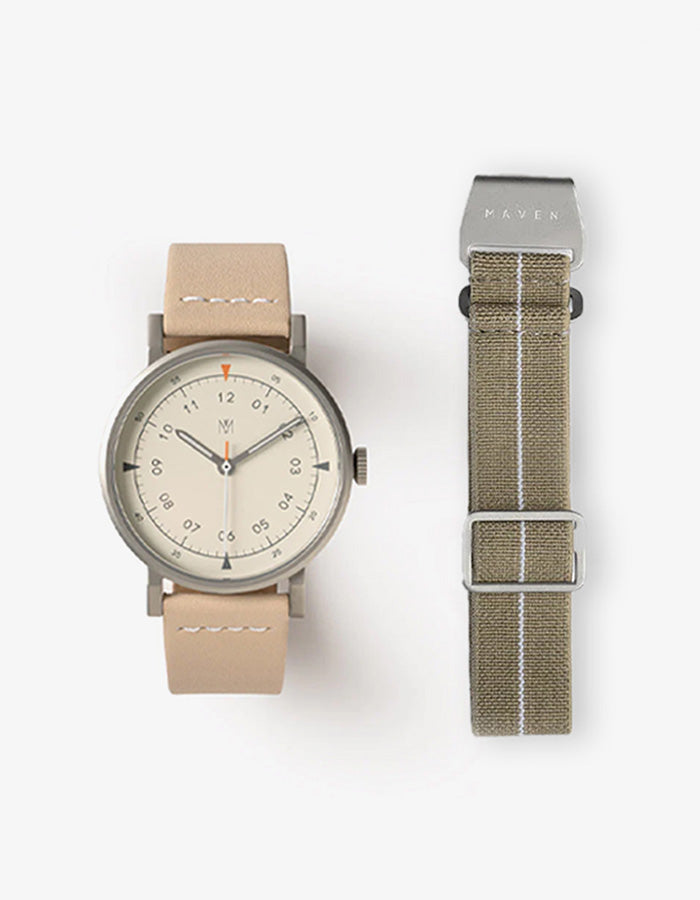 MUS-01 NATURAL 40MM + KHAKI PARACHUTE STRAP SET