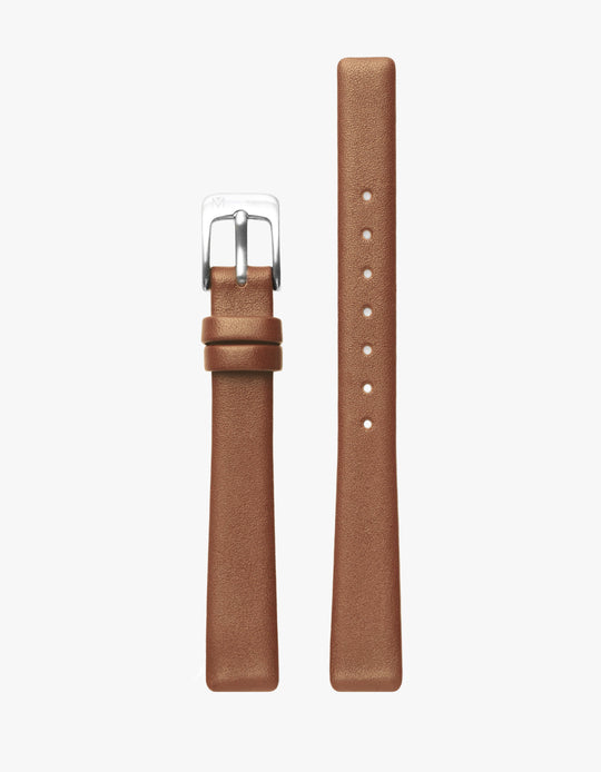 12MM BROWN LEATHER STRAP (SILVER)